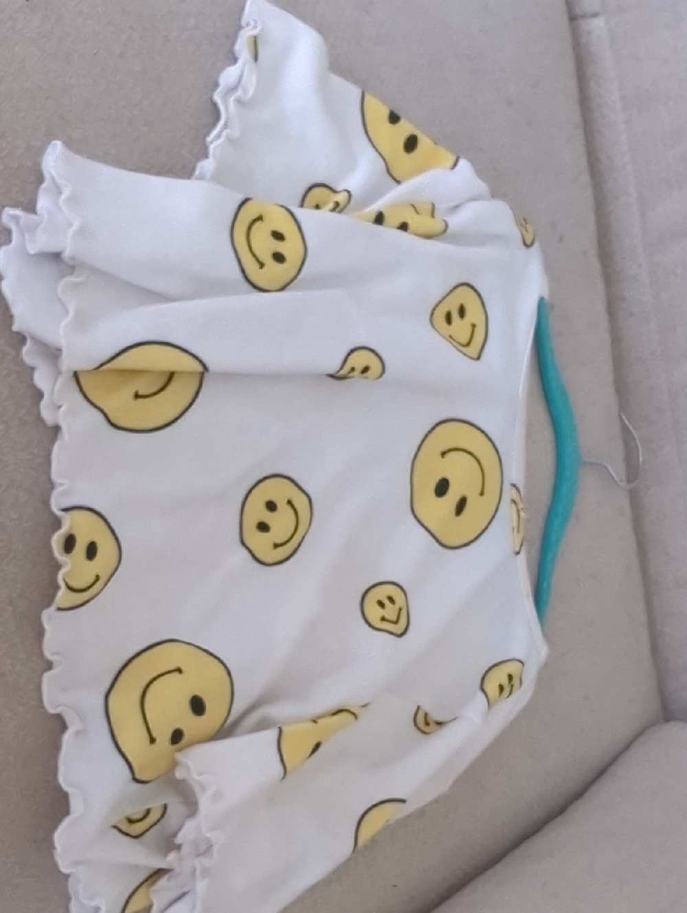 Kids Smiley Face White Ruffle Skirt - Cute Yellow Emoji Print